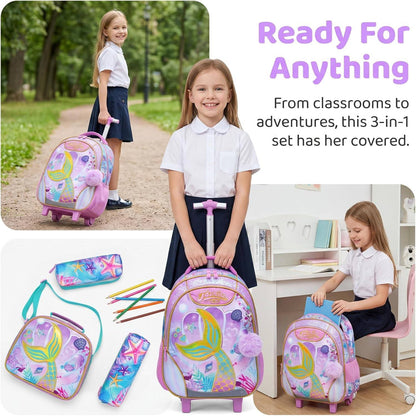 🎒🧳💼 شنطة Mermaid 🧜🏻‍♀️🧜🏻‍♀️ الشنطة التروللي ♻️ ٣*١ 🎒👝