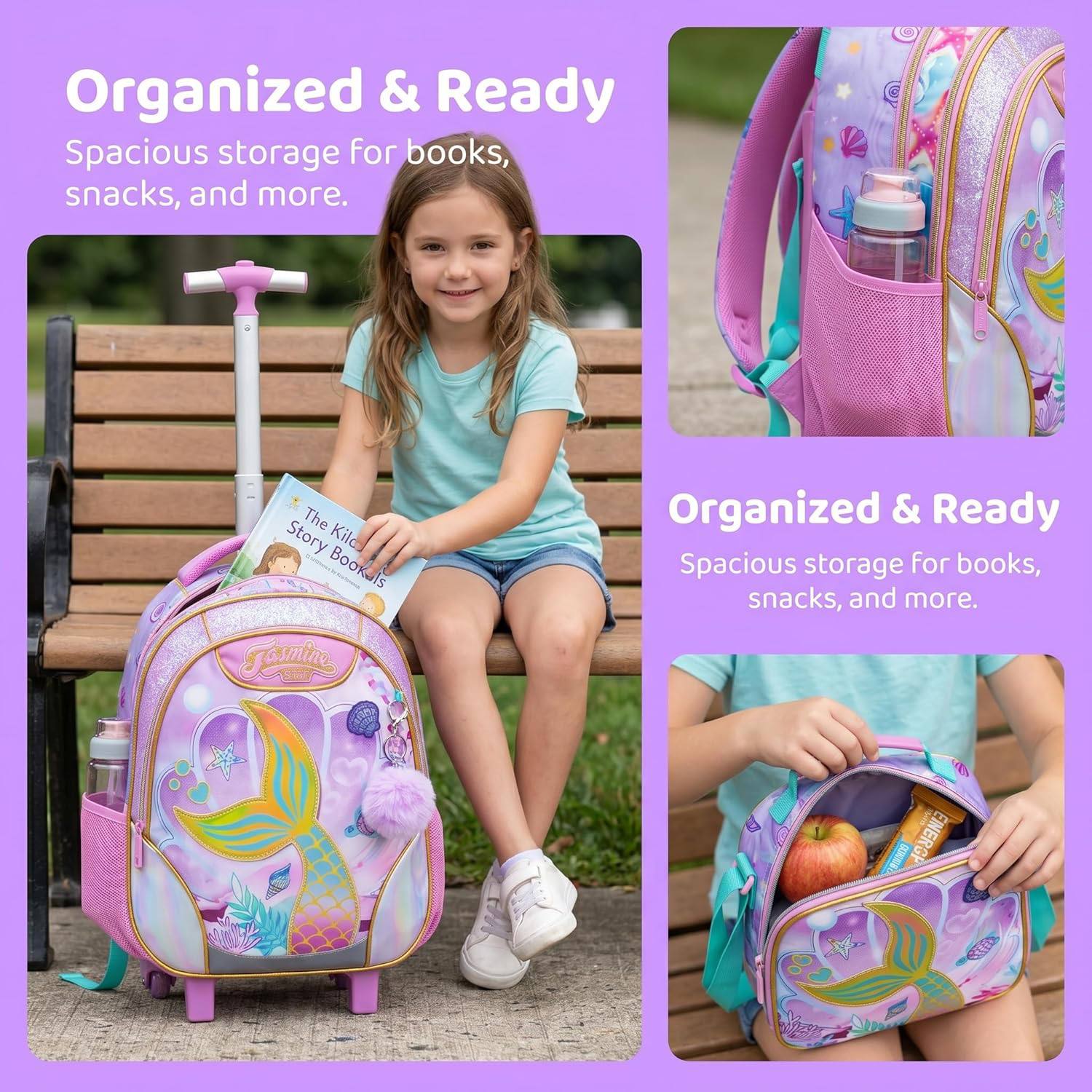 🎒🧳💼 شنطة Mermaid 🧜🏻‍♀️🧜🏻‍♀️ الشنطة التروللي ♻️ ٣*١ 🎒👝