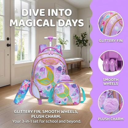 🎒🧳💼 شنطة Mermaid 🧜🏻‍♀️🧜🏻‍♀️ الشنطة التروللي ♻️ ٣*١ 🎒👝