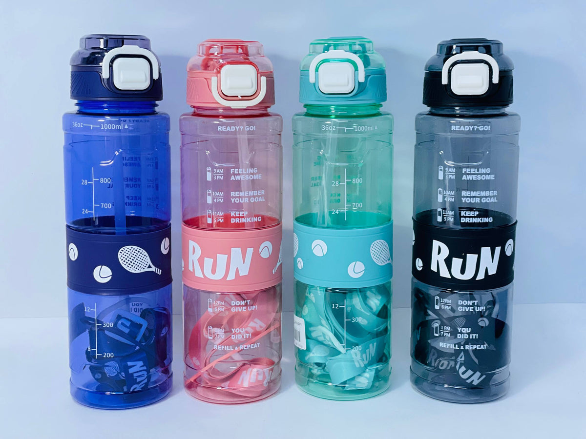 زجاجة المياه الشفافة RUN ❇️♻️☑️✨✨