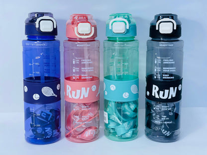 زجاجة المياه الشفافة RUN ❇️♻️☑️✨✨