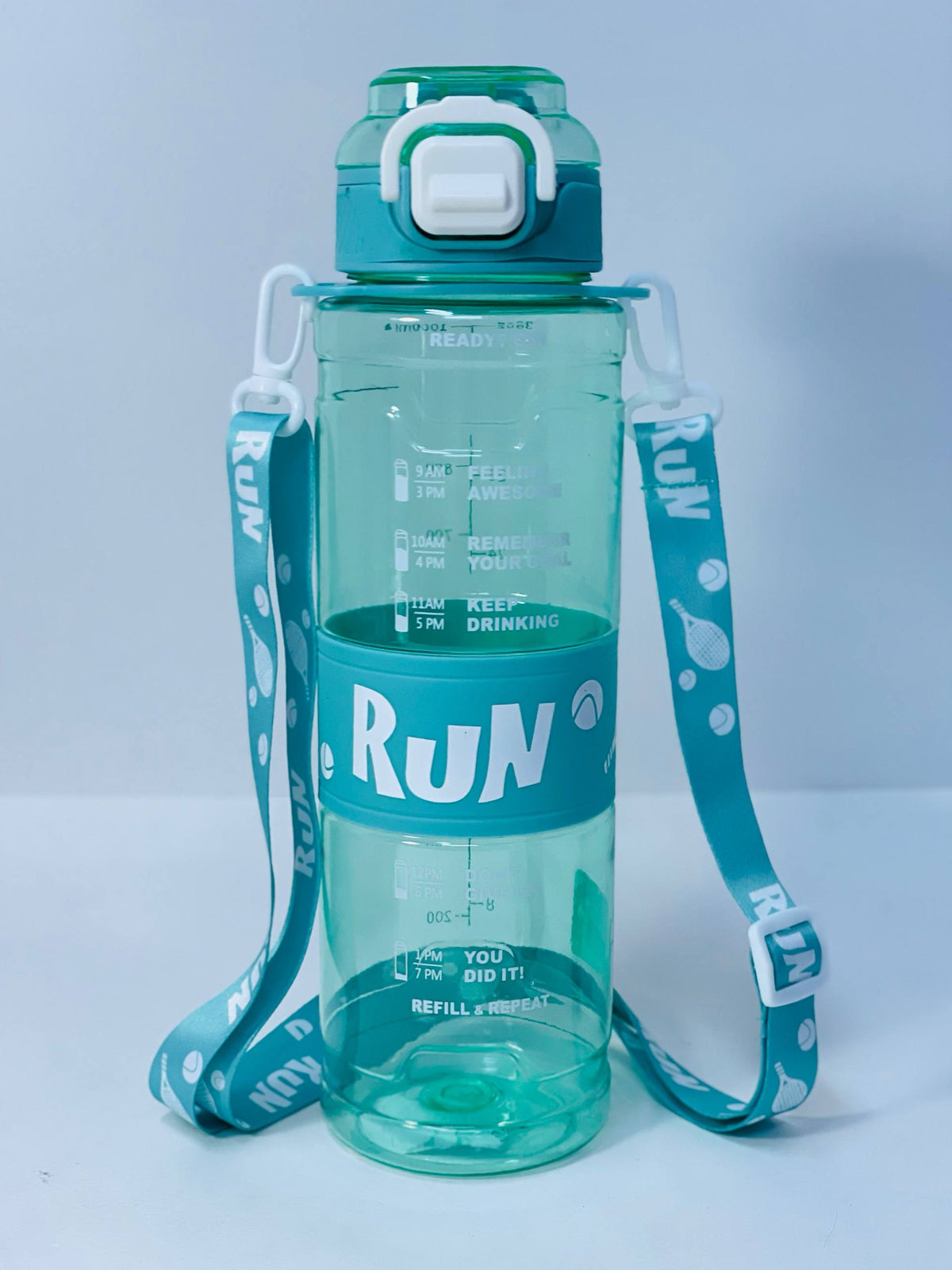 زجاجة المياه الشفافة RUN ❇️♻️☑️✨✨