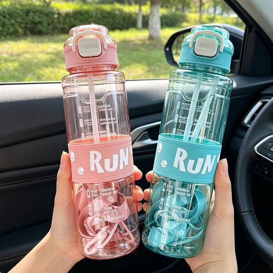 زجاجة المياه الشفافة RUN ❇️♻️☑️✨✨