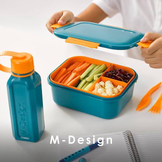 طقم لانش بوكس M-Design 🏵️🍽️🥣