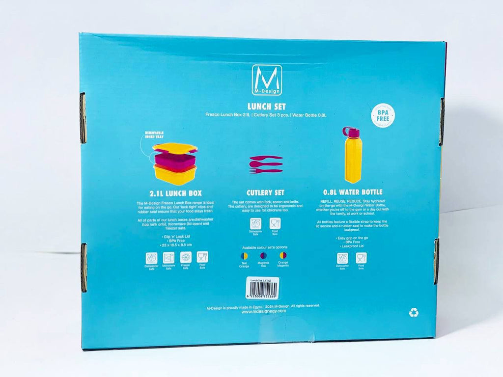 طقم لانش بوكس M-Design 🏵️🍽️🥣